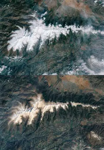 Nieve de Sierra Nevada con polvo y bacterias