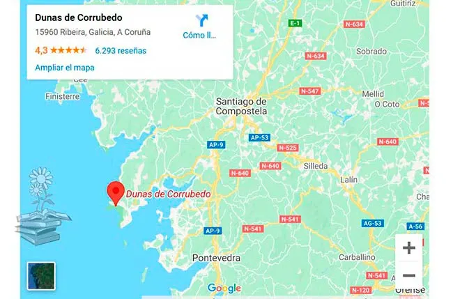 Corrubedo mapa Galicia como llegar
