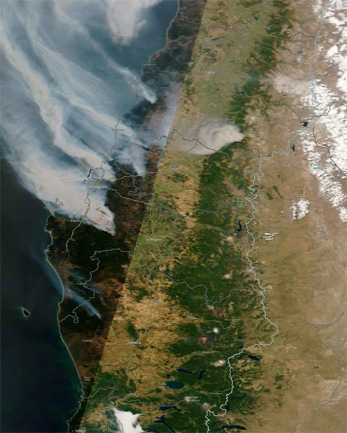 mapa incendios forestales de Chile 2023