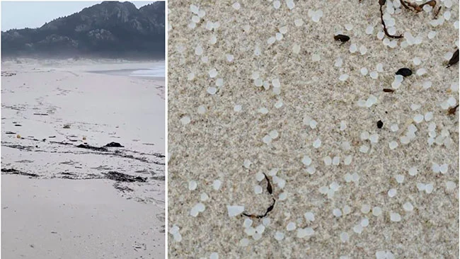 contaminacion de pellets de plastico en playas de Galicia