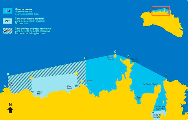 mapa reserva marina de Menorca